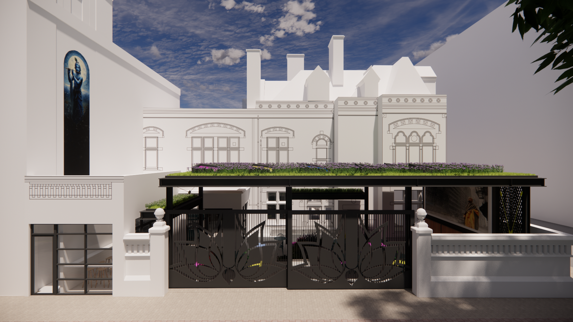 View 1 - external elevation of courtyard