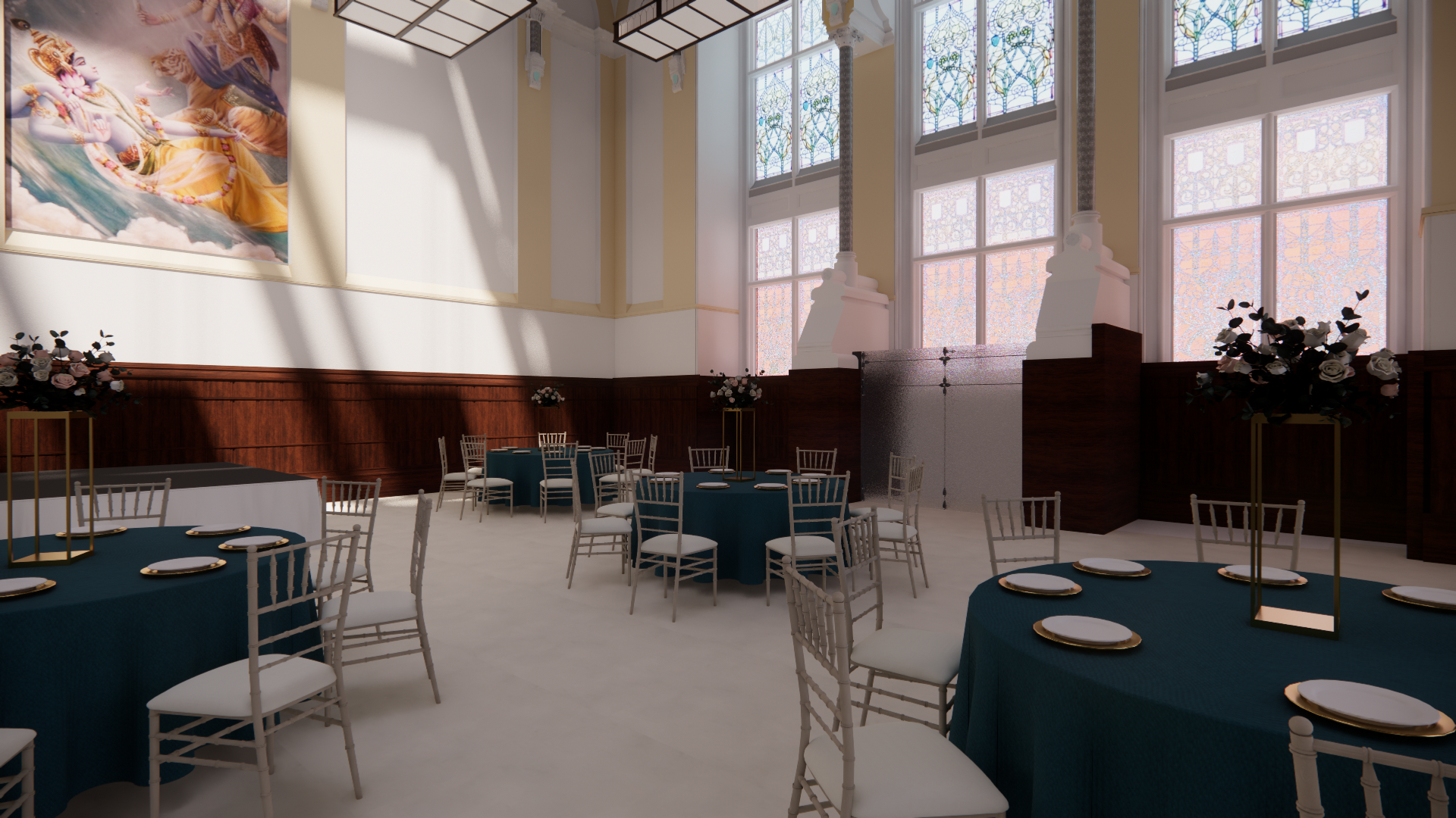 View 6 - view of main hall showing stair lobby